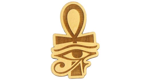 Croix de Ankh avec oeil d'horus en bois gravée de 5 à 30cm selon modèles