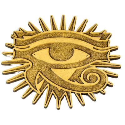 Occhio Radioso di Horus in legno inciso da 5 a 30 cm a seconda del modello