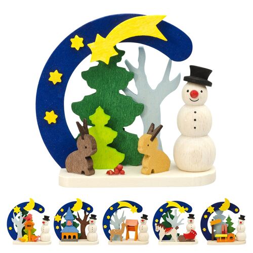 Bogen-Schneemann als Baumschmuck -6 verschiedene Motive-