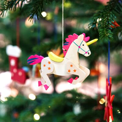 Unicorns as tree decorations -3 different colors-