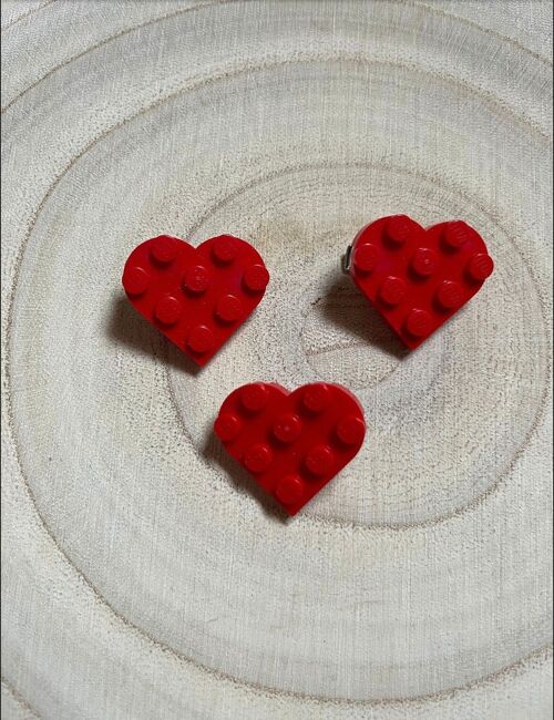 Broche coeur Lego rouge