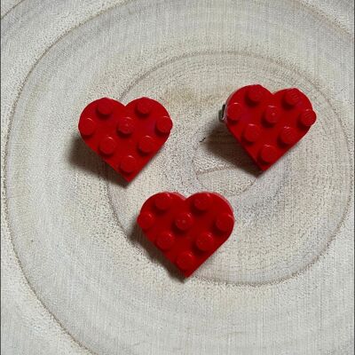 Broche coeur Lego rouge