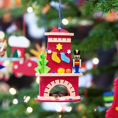 Navidad en la chimenea como decoración del árbol -3 motivos diferentes-