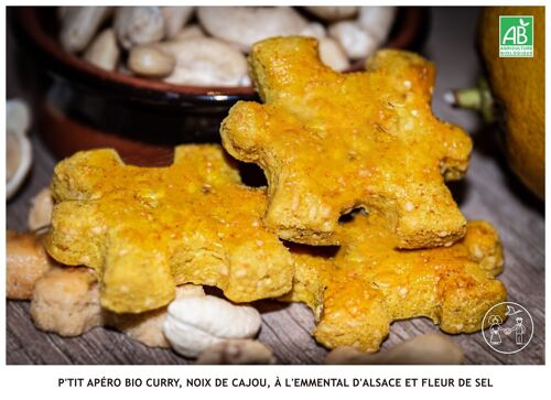 P'tit Apéro bio - Curry, Noix de Cajou, à l'Emmental et Fleur de Sel - 1kg (VRAC)