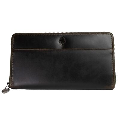 Portefeuille Alma en cuir pour femme avec fermeture éclair, protection RFID