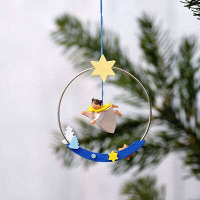 Miniature figures in a ring as a tree decoration -3 different motifs-