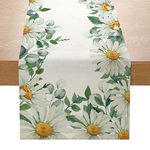 Fabric table runner "DAISY" with a spring mood. 33x180cm SD-091E