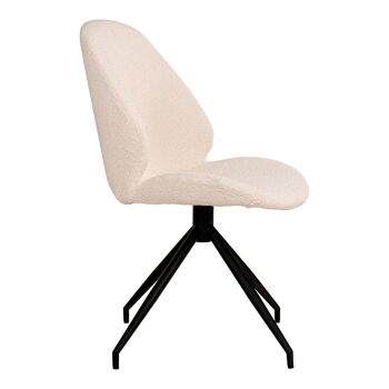 Chaise de salle à manger Monte Carlo - Chaise de salle à manger en bouclé avec base pivotante, blanc avec pieds noirs, HN1232 3