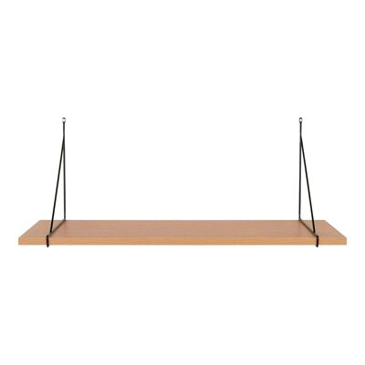 Chiba Wall Shelf - Wall Shelf, ash veneer, black steel frame, 80x29 cm