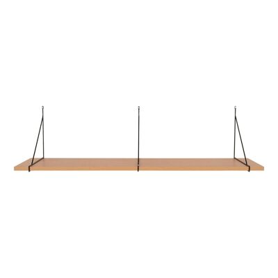 Chiba Wall Shelf - Estante de pared, chapa de fresno, estructura de acero negro, 120x29 cm