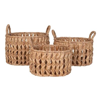 Balerma Basket - Cestino con manici, giacinto d'acqua, naturale, set da 3