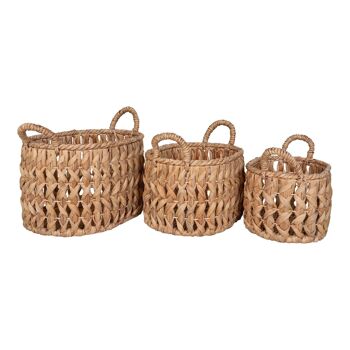 Balerma Basket - Panier avec anses, jacinthe d'eau, naturel, lot de 3 2
