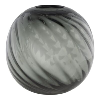 Vase - Vase in mouthblown glass, grey, round, Ø20x19 cm