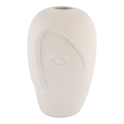 Vase - Vase in ceramic, sand, face, 12,5x13x19,5 cm