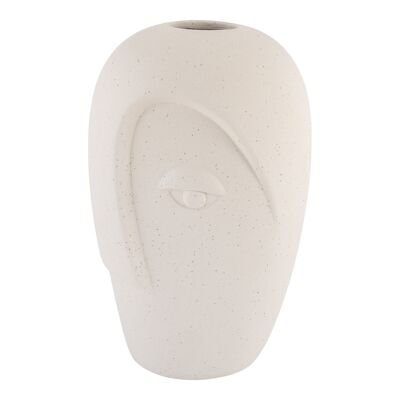 Vase - Vase in ceramic, sand, face, 12.5x13x19.5 cm