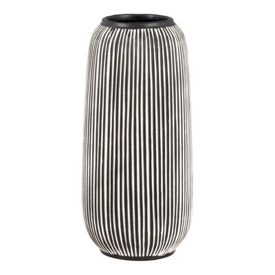Vase - Vase in ceramic, black/white, round, Ø9.5x20 cm