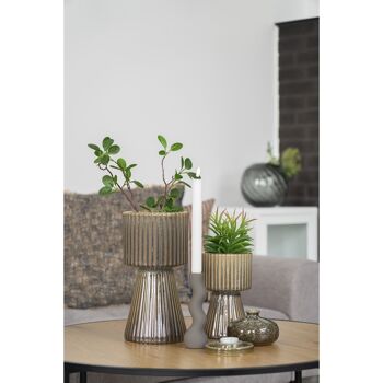Vase - Vase en céramique, vert, rond, Ø12x8 cm 2