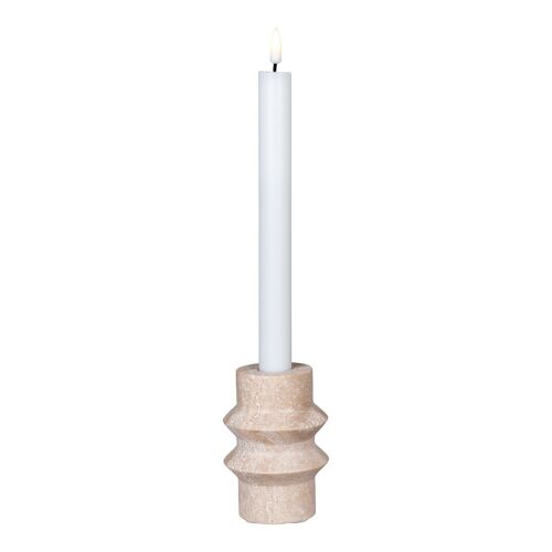 Candle Holder  - Candle Holder, travertine, natural, ø7x10 cm