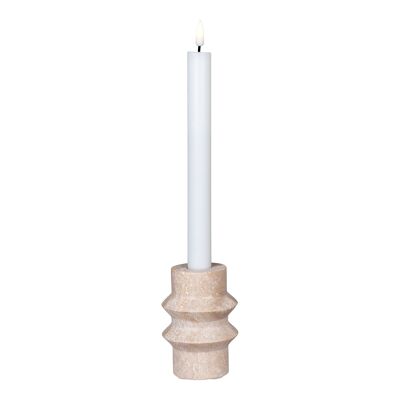 Candle Holder  - Candle Holder, travertine, natural, ø7x10 cm