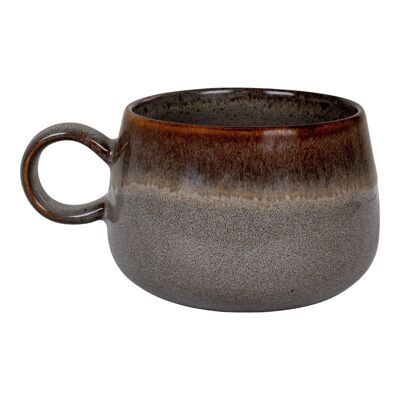 Selma Mug - Taza, cerámica, gris/marrón, ø10x7,5 cm, juego de 4