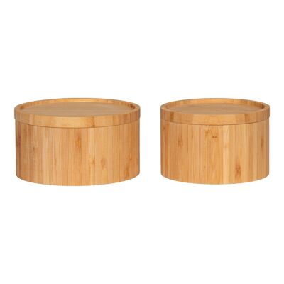 Chefalu Storage Box - Caja de almacenamiento, bambú, natural, juego de 2