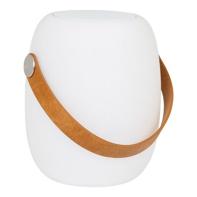 Lampada LED Cardiff - Lampada con tracolla, ricaricabile, altoparlante bluetooth, bianca