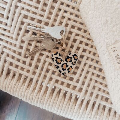 Leopard HEART Keychain