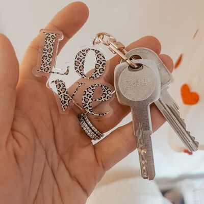 LOVE Leopard Keychain