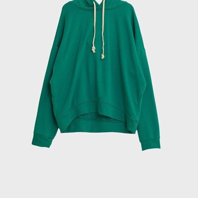 Oversized sweater in green with beige coloured cord