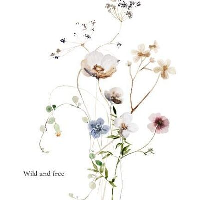 Nachhaltige Postkarte mit wildem Blumenmuster