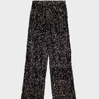 Pantalon noir à sequins dorés