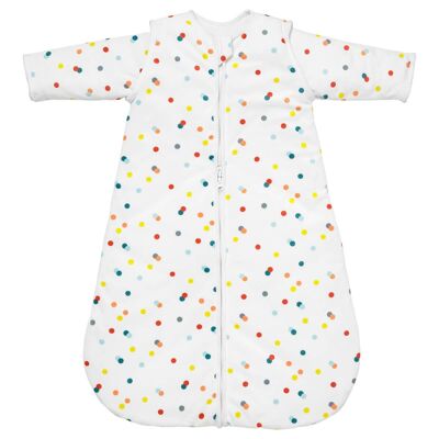 Winter birth sleeping bag with polka dot sleeves