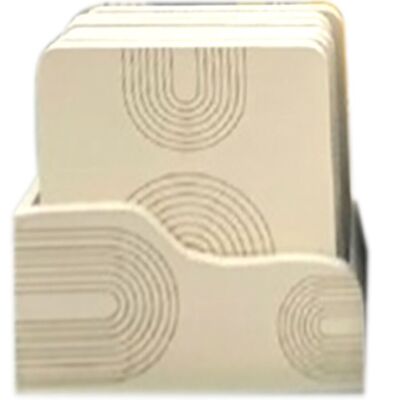Set of 6 white coasters in a case. LM-025B
