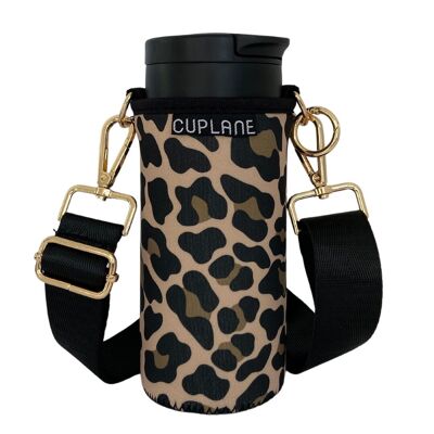 Cup holder to go set CUPLANE Classic Leo Sleeve, Cup & Black Strap