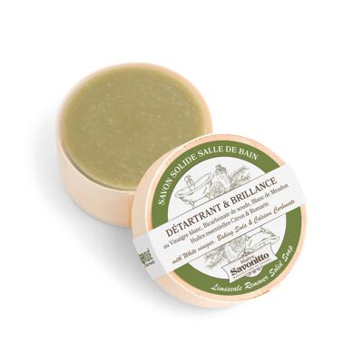 NEW ✨ Savon solide Salle de Bain "Détartrant & Brillance" dans boite bois, au blanc de Meudon et vinaigre blanc 100g