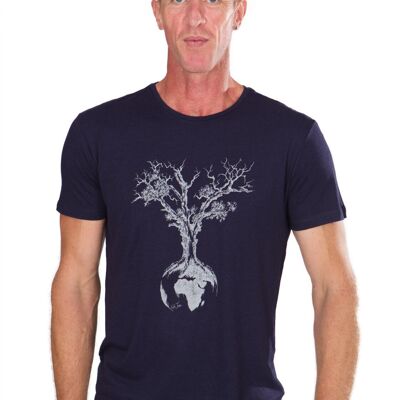 Ecovero Shirt Men Navy Blue World Tree