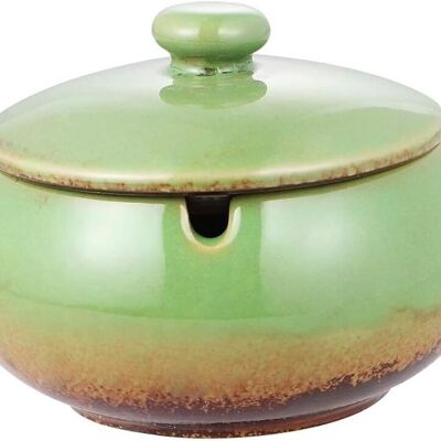 Ceramic ashtray with lid in Green color. Dimension: 11x8cm SD-061B