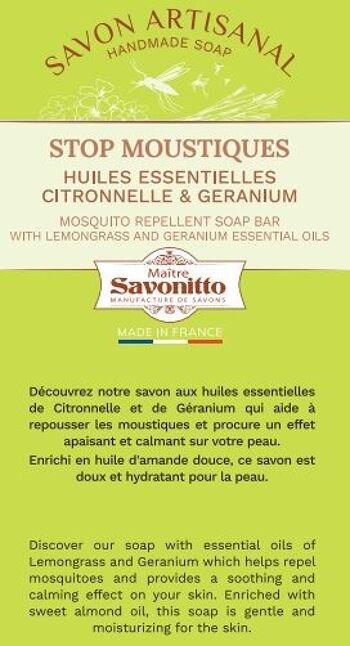NEW ✨ Savon "Stop Moustiques", Huiles Essentielles de Citronnelle & Géranium 100g 2