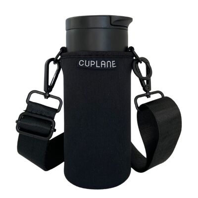Cup holder to go set CUPLANE Pitch Black, Cup & Black Strap