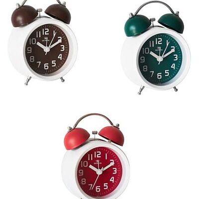 Reloj despertador vintage en 3 colores.  Dimensión: 13x8.5 x 5.5cm LM-162