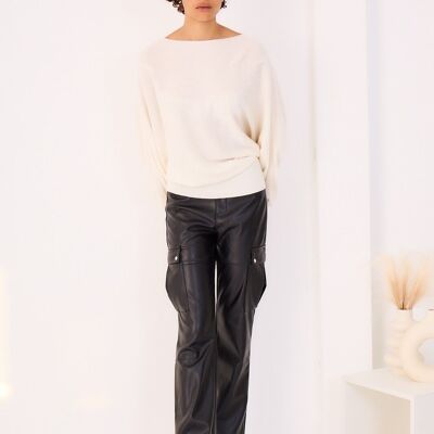 Faux leather cargo pants