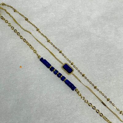 Fiorella I Natural Stone Bracelet (Rose Quartz, Tiger's Eye, Lapis Lazuli)