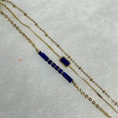 Bracelet Fiorella  I Pierres Naturelles (Quartz rose, Oeil de tigre, Lapis Lazuli)