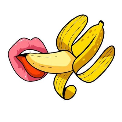 Tatuaje temporal Sioou: Una boca y un plátano x5