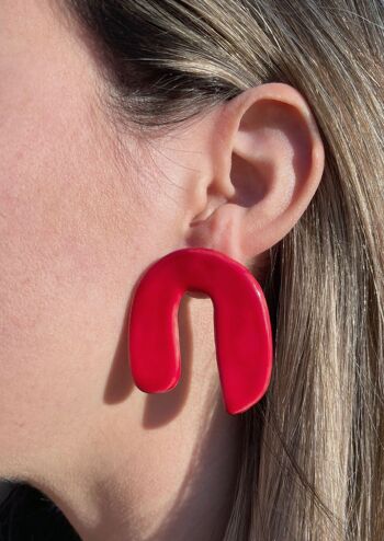 Boucles d'oreilles en céramique lumineuse rouge Valentina 2