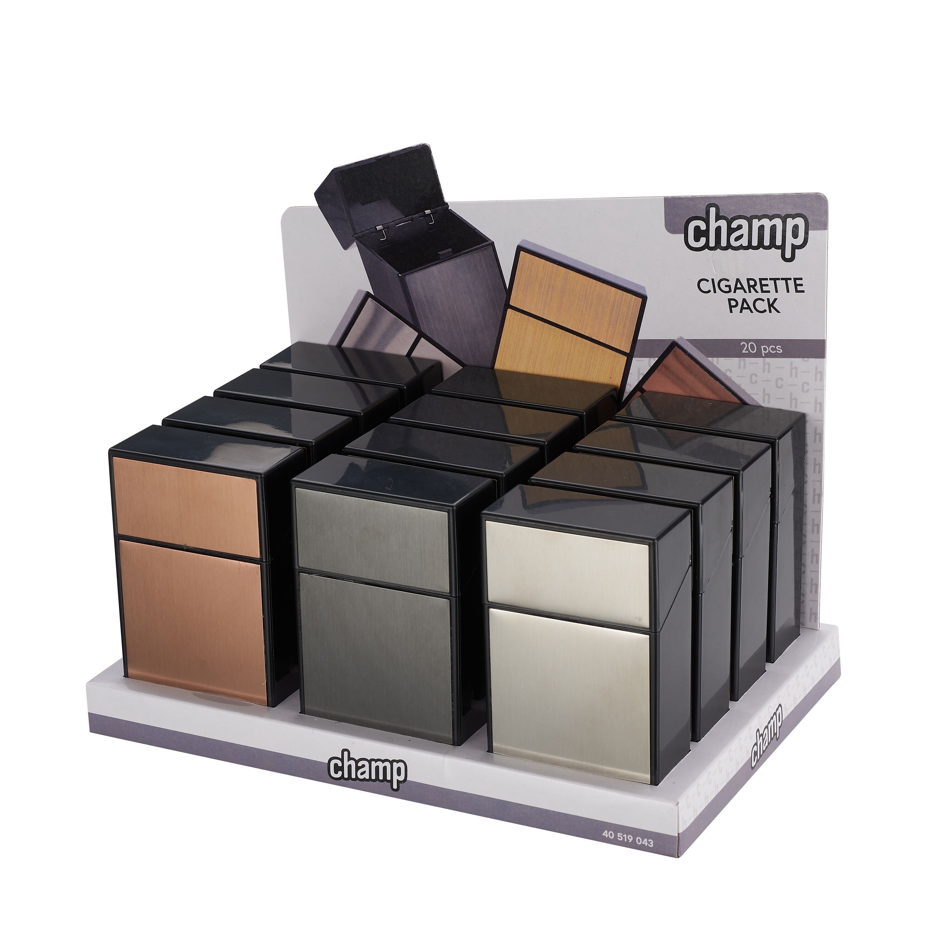 “BRUSHED METAL CHAMP” cigarette pack case