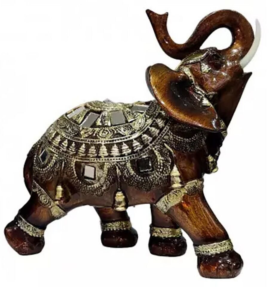 Elefante decorativo nero con dettagli dorati in RESINA in 2 design.   Dimensione: 21x8.5x21 cmLM-056