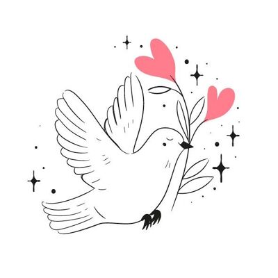 Sioou temporäres Tattoo – Eine liebevolle Taube x5