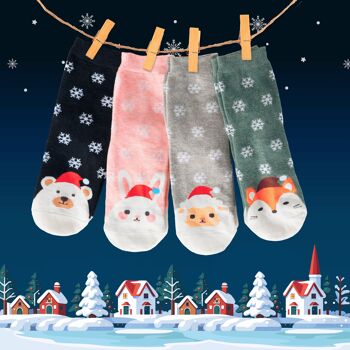Chaussettes En Coton Noël Animaux 5