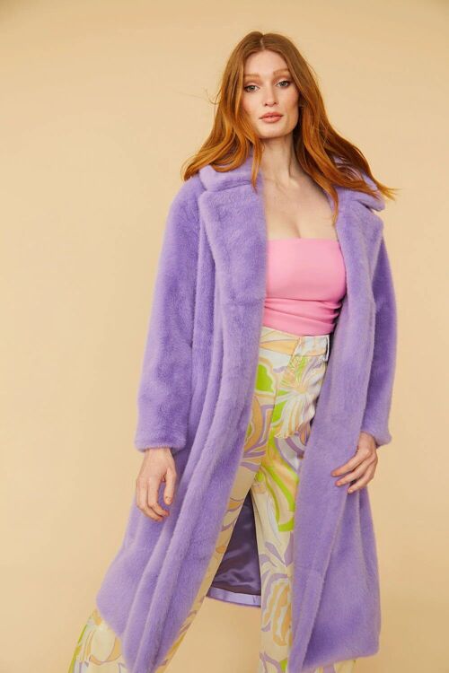 Purple Faux Fur Duchess Midi Coat